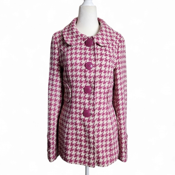 Tulle Jackets & Blazers - Tulle Anthropologie Pink,White Houndstooth Coat